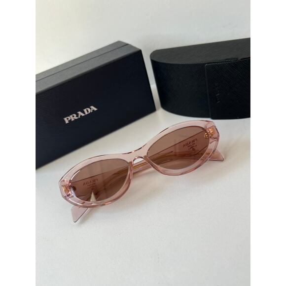 NEW Prada PR26ZS Transparent Peach Logo Cat Eye Sunglasses - Picture 3 of 8